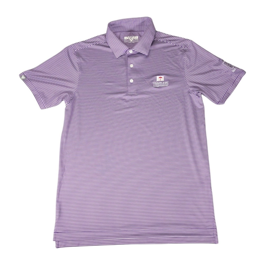 Levelwear Mens Travelers Championship TPC River Highlands Golf Polo Small Purple